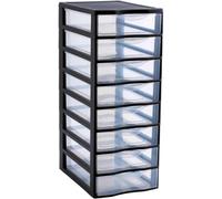 Kyaoayo-Orgamix, Tour De Rangement En Plastique Noir, 8 Tiroirs Transparents Format Papier A4, Hauteur 65 Cm, Idéale Rangement Bureau, Cours, Documents, Fournitures, Accessoires
