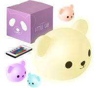 Kyaoayo-Ourson - Veilleuse De Chambre D'enfant - Usb-C Rechargeable Avec Télécommande - Lumière Multicolore Et C - Silicone Douce Non Toxique - Fonction Minuterie - Ours Arc-En-Ciel