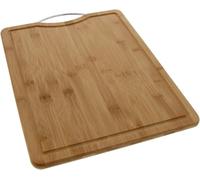 Kyaoayo-Planche À Découper Rectangulaire En Bambou 40 X 30 Cm - Rigole À Jus Intégrée - Poignée Acier Inoxydable - Résistante - Facile À Nettoyer