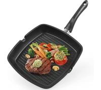 KYAOAYO-Poêle Grill Antiadhésive 28Cm X28 Cm Aluminium Carré, Poêle À Frire À Steak Bbq,Casseroles Poêle Tous Feux Dont Induction - Sans Pfoa