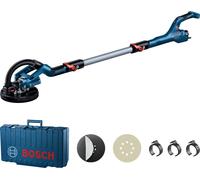 KYAOAYO-Ponceuse Plaquiste Gtr 55-225 (550 W, Ø De Plateau 215 Mm, Avec 1 Disque Abrasif M480, 1 Set De Plateaux De Ponçage Souples, 3 Clips De Câble, Dans Coffret De Transport)