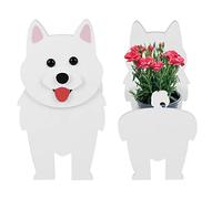 kyaoayo Pot de fleurs avec chien mignon, pot de fleurs, récipient de rangement en forme d'animal, pour l'intérieur et l'extérieur, décoration de jardin (samoyède)