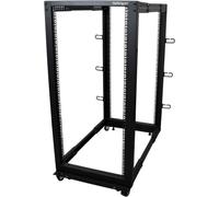 KYAOAYO-Rack Serveur Mobile 25U 4 Poteaux, Rack Réseau 19"" 4 Poteaux Avec Roulettes, Rack Avec Profondeur Ajustable Pour Pc/Av/It - Roulettes/Pieds De Nivellement/Fixation Au Sol (4Postrack25U)