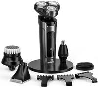 Kyaoayo-Rasoir Electriques Hommes, Rasoir Homme, 5 En 1 Rasoir Barbe Homme Pour Cheveux Cil De Nez, Rotatif Rasoirs Électriques Homme-Ipx7 Imperméable-3d Tête Flottante-Idéal Cadeau Pour Papa Mari-Gr