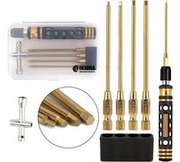 Kyaoayo-Rc Tool Kit Outil Trousse Hexagone Tournevis 4 En 1 Allen Clés 1.5mm 2.0mm 2.5mm 3mm Avec 12mm Hexagone Pour Traxxas Trx4 Arrma Hélicoptère Drone Bateau-Injora