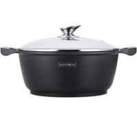 Kyaoayo-Rl-Bs26m - Faitout Avec Revêtement Marbre, Couvercle En Verre, Induction, 4.8 Litres, 26 Cm, Noir