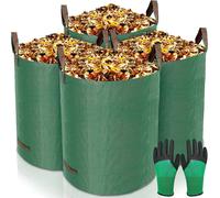 KYAOAYO-Sacs De Jardin 4X272L,Sac De Déchets De Jardin En Polypropylène Extrêmement Robuste (Pp),Pliables Et Réutilisables,Étanche Grande Sacs Avec Poignées,Sacs Poubelle De Jardin(Gants De Jardinage
