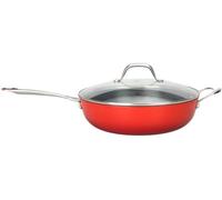 Kyaoayo-Sauteuse En Fonte Légère 28x8,2 Cm - Rétention De Chaleur Optimale, Antiadhésif Durable, Conception Élégante, Tous Feux, Induction, 100% Fonte, 3,5 L, Rouge