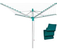 KYAOAYO-Séchoir Parapluie Linomatic 500 Easy Avec Housse De Protection, Douille De Sol, Système Easy-Lift, Etendoir À Linge 50M, Séchoir À Linge À Rétractation Automatique Des Fils