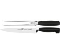 Kyaoayo-Set De 2 Couteaux (2 Pièces Couteau À Trancher, Fourchette), Acier Inoxydable, Manche Noir, Série Four Star