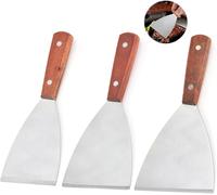 KYAOAYO-Spatule Plancha Spatule Barbecue Spatule Plate Inox Spatule Avec Manche En Bois Ustensiles Pour Plancha Spatule En Acier Inoxydable Ensemble De Spatule Pour Cuisine Teppanyaki Camping Barbecu
