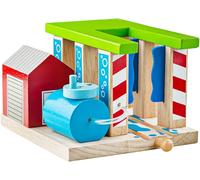 KYAOAYO-Station De Lavage De Trains Train En Bois Circuit Train Bois Jouet Enfant Jouet Éducatif Cadeau Enfant Jouet En Bois Compatible Avec Autre Marques De Train En Bois