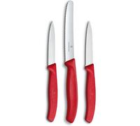 Kyaoayo-Swiss Classic Set De Couteaux À Légumes, 3 Pièces, Tranchant Droit, Extra Tranchant, Manche Plastique Robuste, Rouge