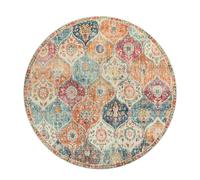 kyaoayo Tapis rond vintage, bohémien, lavable, à poil court, antidérapant, pour salle à manger, chambre à coucher, avec impression moderne Mandala (couleur orange, diamètre 160 cm)