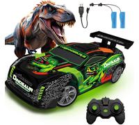 KYAOAYO-Voiture Telecommandé Enfant 3 Ans, 15Km/H Jouet Dinosaure Avec Lumière Et Musique, Voiture Télécommandée 1/16 Avec 2 Batteries 1 Heure De Jeu, Télécommande 2.4Ghz Drift Car Pour Enfants