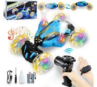 KYAOAYO-Voiture Télécommandée, 360° Rotation Offroad Drift Car Avec Musique Lumière Et Spray, 4Wd 2.4 Ghz Rc Voiture Enfant, Jouet Enfant Cadeau Garçon Fille 6 7 8 9 10 11 12 Ans (Bleu)