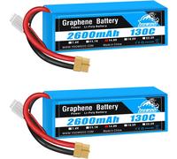 KYAOAYO-Yowoo 2Pcs 4S Lipo Batterie 14.8V 2600Mah 130C Graphène Batterie Avec Deans T Plug Pour Rc Evader Bx Voiture Camion Truggy Rc Avion Hélicoptère Quadcopter Uav Drone Fpv Racing Véhicule Bateau