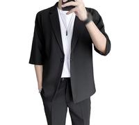 KYATON Veste De Costume Décontractée pour Hommes, Un Bouton, Veste De Costume Ample, Légère, Revers, Manches Courtes, Veste De Costume, Fête D'Été, Veste De Fumage, Veste De Loisirs Moderne,