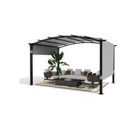 KYBOLT Pergola arquée d'extérieur en métal avec Pare-Soleil rétractable pour terrasse, Jardin, pelouse, 3,7 x 2,7 m (Gris)