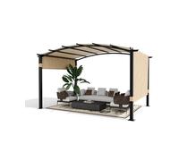 KYBOLT Pergola arquée extérieure en métal avec auvent rétractable pour terrasse, jardin, pelouse, porche (kaki)