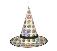 Kycvds Bâtiment antique avec branche d'olivier romaine et chapeaux de sorcière grecs d'Halloween décorés avec des lumières, qui décorent de grandes fournitures de fête d'Halloween.