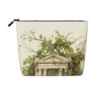 Kycvds Bâtiment antique avec branche d'olivier romaine et petit sac à cosmétiques grec, accessoires de voyage, sac de rangement, boîte cosmétique, cadeau d'anniversaire, cadeau de Noël beau, Noir
