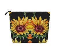 Kycvds Belle petite trousse de maquillage tournesols pour accessoires de voyage, sac de rangement, boîte à cosmétiques, cadeau d'anniversaire, cadeau de Noël beau, Noir , Taille unique