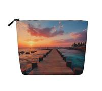 Kycvds Blue Ocean Petit sac à cosmétiques en bois pour accessoires de voyage Sac de rangement Boîte à cosmétiques Cadeau d'anniversaire Cadeau de Noël Beau, Noir , Taille unique