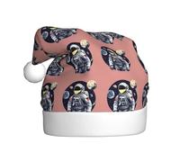 Kycvds Chapeau de Père Noël Astronaute On The Moon - Pour adultes - Unisexe - Velours confortable - Extra épais - Pour le Nouvel An
