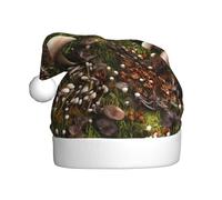 Kycvds Chapeau de Père Noël Champignon Sauvage Vacances pour Adultes Unisexe Velours Confort Extra Épais Chapeau pour Nouvel An