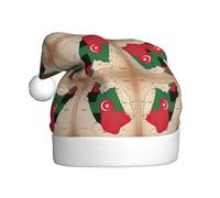 Kycvds Chapeau de Père Noël Map03 Drapeau du Sahara Occidental Abstrait Vacances Pour Adultes Unisexe Velours Confort Extra Épais Chapeau pour Nouvel An