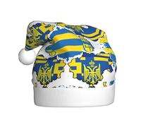 Kycvds Drapeau de l'Ukraine Carte 01 Chapeau de Père Noël Vacances pour Adultes Unisexe Velours Confort Extra Épais Chapeau pour Nouvel An