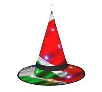Kycvds Drapeau du Costa Rica : 1 chapeau de sorcière d'Halloween est décoré avec des lumières, qui décorent de grandes fournitures de fête d'Halloween.