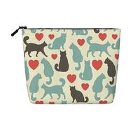 Kycvds Happy Walking Kitty Petite trousse de maquillage pour accessoires de voyage Sac de rangement Boîte à cosmétiques Cadeau d'anniversaire Cadeau de Noël Beau, Noir , Taille unique