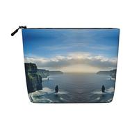 Kycvds Ireland Outdoors County Clare The Cliffs Petite trousse de maquillage pour accessoires de voyage Sac de rangement Boîte à cosmétiques Cadeau d'anniversaire Cadeau de Noël Beau, Noir , Taille