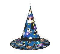 Kycvds Les chapeaux de sorcière d'Halloween à motif voitures sont décorés avec des lumières, qui sont utilisées pour décorer de grandes fournitures de fête d'Halloween.