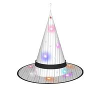 Kycvds Les chapeaux de sorcière d'Halloween à rayures et étoiles sont décorés avec des lumières, qui sont utilisées pour décorer de grandes fournitures de fête d'Halloween.