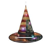 Kycvds Les chapeaux de sorcière d'Halloween à vieux drapeau sont décorés avec des lumières, qui sont utilisées pour décorer de grandes fournitures de fête d'Halloween.
