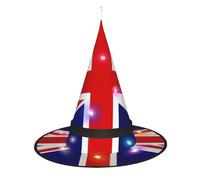 Kycvds Les chapeaux de sorcière d'Halloween avec drapeau britannique sont décorés avec des lumières, qui sont utilisées pour décorer de grandes fournitures de fête d'Halloween.