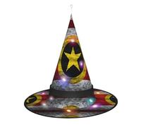 Kycvds Les chapeaux de sorcière d'Halloween avec drapeau du Maryland sont décorés avec des lumières, qui décorent de grandes fournitures de fête d'Halloween.