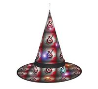 Kycvds Les chapeaux de sorcière d'Halloween avec symbole musical sont décorés avec des lumières, qui décorent de grandes fournitures de fête d'Halloween.