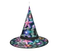Kycvds Les chapeaux de sorcière d'Halloween en coquillages et étoiles de mer sont décorés avec des lumières, qui décorent de grandes fournitures de fête d'Halloween.