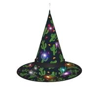 Kycvds Les chapeaux de sorcière d'Halloween en forme de cactus sont décorés avec des lumières, qui sont utilisées pour décorer de grandes fournitures de fête d'Halloween.