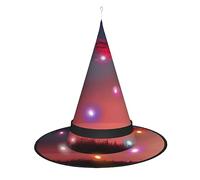 Kycvds Les chapeaux de sorcière d'Halloween étoilés Red Sky At Night sont décorés avec des lumières, qui sont utilisées pour décorer de grandes fournitures de fête d'Halloween.