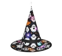 Kycvds Les chapeaux de sorcière d'Halloween mignons fantômes blancs sont décorés avec des lumières, qui décorent de grandes fournitures de fête d'Halloween.