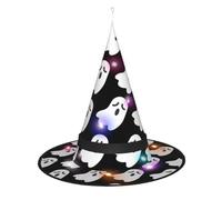 Kycvds Les chapeaux de sorcière d'Halloween mignons fantômes blancs sont décorés avec des lumières, qui sont utilisées pour décorer de grandes fournitures de fête d'Halloween.