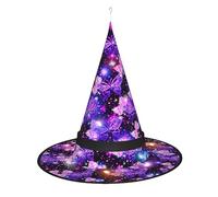Kycvds Les chapeaux de sorcière d'Halloween violets à imprimé papillon sont décorés avec des lumières, qui sont utilisées pour décorer de grandes fournitures de fête d'Halloween.