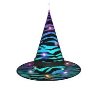 Kycvds Les chapeaux de sorcière d'Halloween violets, bleus et verts, camouflage, zèbres, sont décorés avec des lumières, qui sont utilisées pour décorer de grandes fournitures de fête d'Halloween.