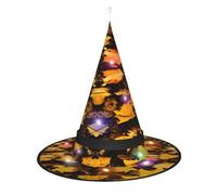 Kycvds Les chapeaux de sorcière en forme de citrouille d'automne sont décorés avec des lumières, qui décorent de grandes fournitures de fête d'Halloween.