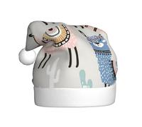 Kycvds Llama Cactus Santa Hat Holiday For Adults Unisex Velvet Comfort Extra Thick Hat For New Year